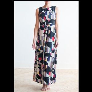 Muse Geometric Print Maxi Dress in Black, Pink, Blue, Yellow